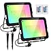 RGB LED Strahler Außen, T-SUN 50W 2er LED Fluter Aussenstrahler Gartenstrahler Dimmbar mit Fernbedienung,16 Farben 4 Modi, IP65 Wasserdicht, Memory Funktion Flutlicht für Außen Innen Garten Party