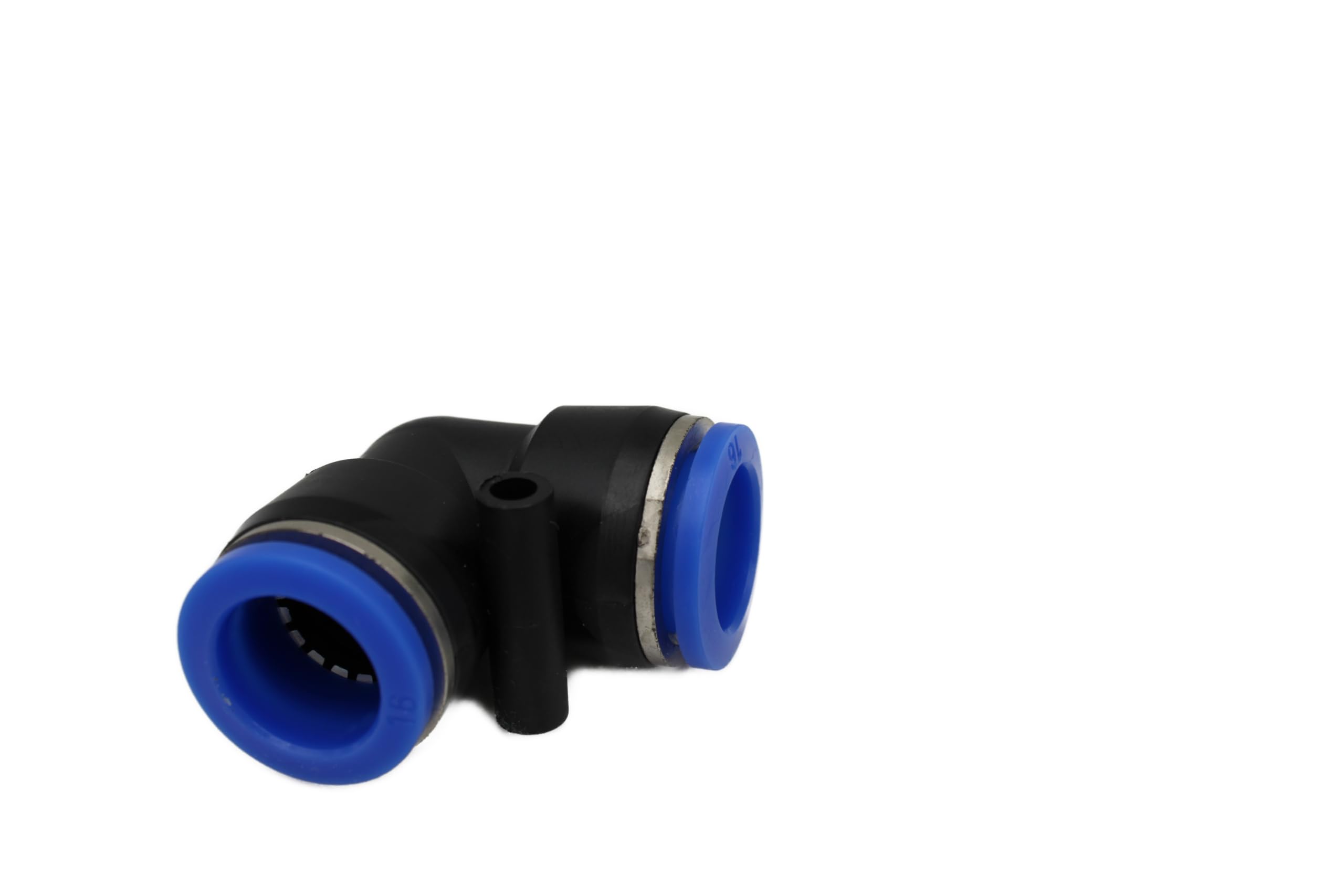 16 mm IQS Pneumatic Angle Connector 90° Pack of 2, Hose Connector Compressed Air Connector, Black/Blue - Image 3