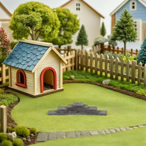 Warmhm 100 StüCk Realistische Mini-Ziegelmodelle Graue Bausteine Modelle FüR DIY-Puppenhaus-Gartenlandschaftsdekoration Und Bastelprojekte