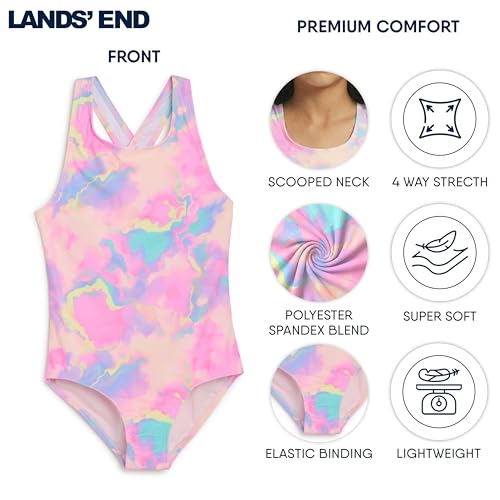Image of Lands' End Girls' UPF 50+ Stretch Crisscross Back One Piece Swimsuit