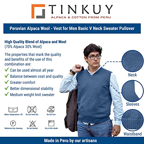TINKUY Peru Men’s Alpaca Wool Sweater Vest – Soft V-Neck Pullover for Men – Classic Peruvian Knit – Sizes S to 4XL4