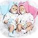 Simulazione Baby Gemelli Bambole Reborn Simpatiche Realistiche Fatte A Mano in Silicone Baby Soft Doll Bocca Magnetica 22 Pollici 55 Cm, 鈥嬧€婻agazza (Gemelli)