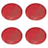 4er Pack - rot - rund MULTIBROS 4 Stück Reflektor selbstklebend Katzenauge für Anhänger Wohnwagen Traktor rund rechteckig Rückstrahler (rot, rund)