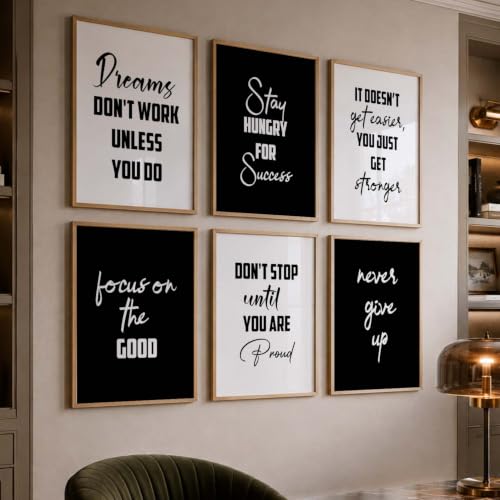 Image of kotart Motivational Quote wall Paintings with Frame for Home Decoration - Painting for Living Room Bedroom Office Wall hanging frames - Pack of 6 - Set of 6 Multicolo (10x13 inch, B)