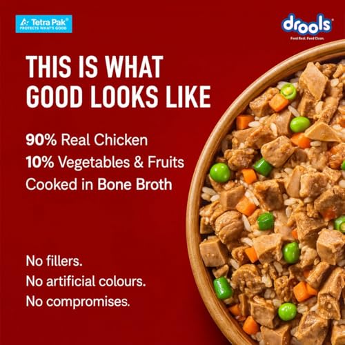 Image of Drools Tetra Pack Dog Food Real Chicken & Pumpkin, for Adult & Puppy, 150g | Enhances Palatability and Support Joint Health | Retains Freshness & Flavours | Support Gut Health | Better Bioavailability