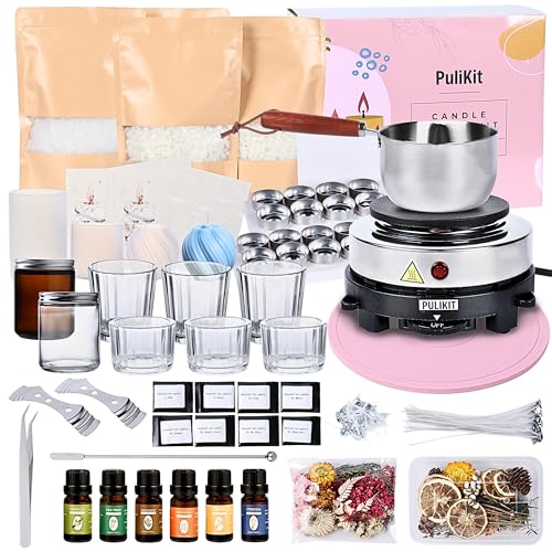 PuliKit 85-Piece Complete Candle Making Kit with Natural Essentia...