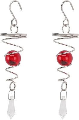 Mumusuki Spiral Wind Chimes, Stainless Steel Gazing Ball Spiral Tail Wind Stabilizer Metal Wind for Indoor Outdoor Garden Decoration (Red)
