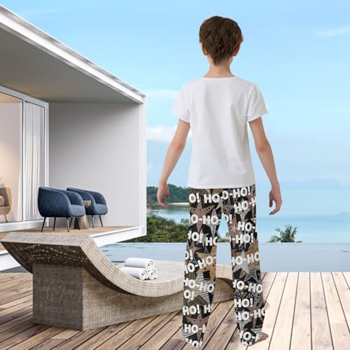 visesunny Boys Pants Ho-ho-ho Christmas Loose Jogger Pants Soft Elastic Trousers Long Bottoms with Pockets M3