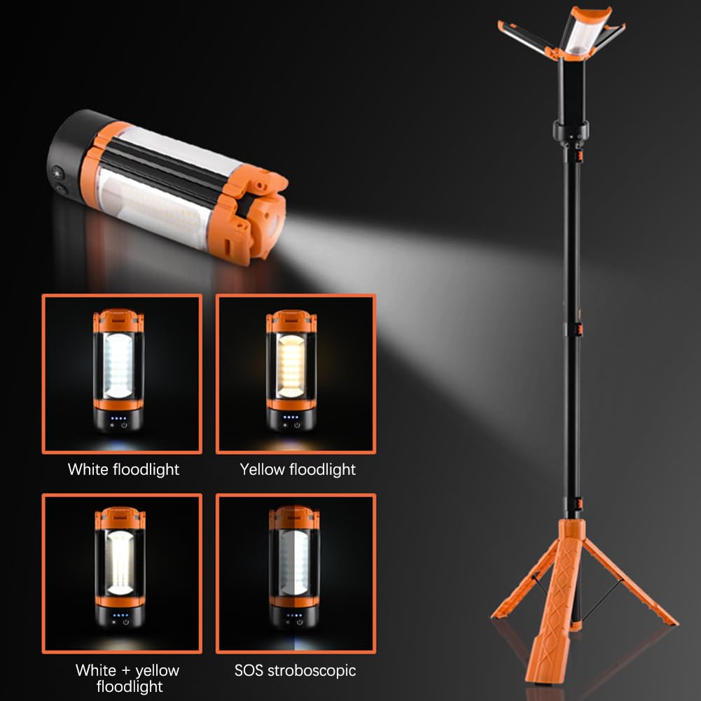 Portable Telescopic Camping Light with Tripod Stand, 10000mAh Rechargeable Waterproof LED Work Light, 5 Lighting Modes - Image 4