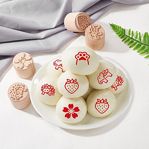 Olycraft Wood Stamp Cat Paw Shape Wood Stamp Cute Column Wooden Stamps Portable Natural Wood Stamps For Clay Valentine's Day Easter Gift 1.4 Inch #TOP3