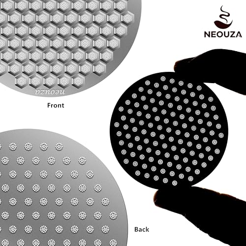 NEOUZA V4 Espresso-Pucksieb, 0,8 mm dick, Wabengeflecht, doppellagig, schwarze Schutzbeschichtung für Kaffeesiebträgerkorb (2, Silber… – Ansicht 7