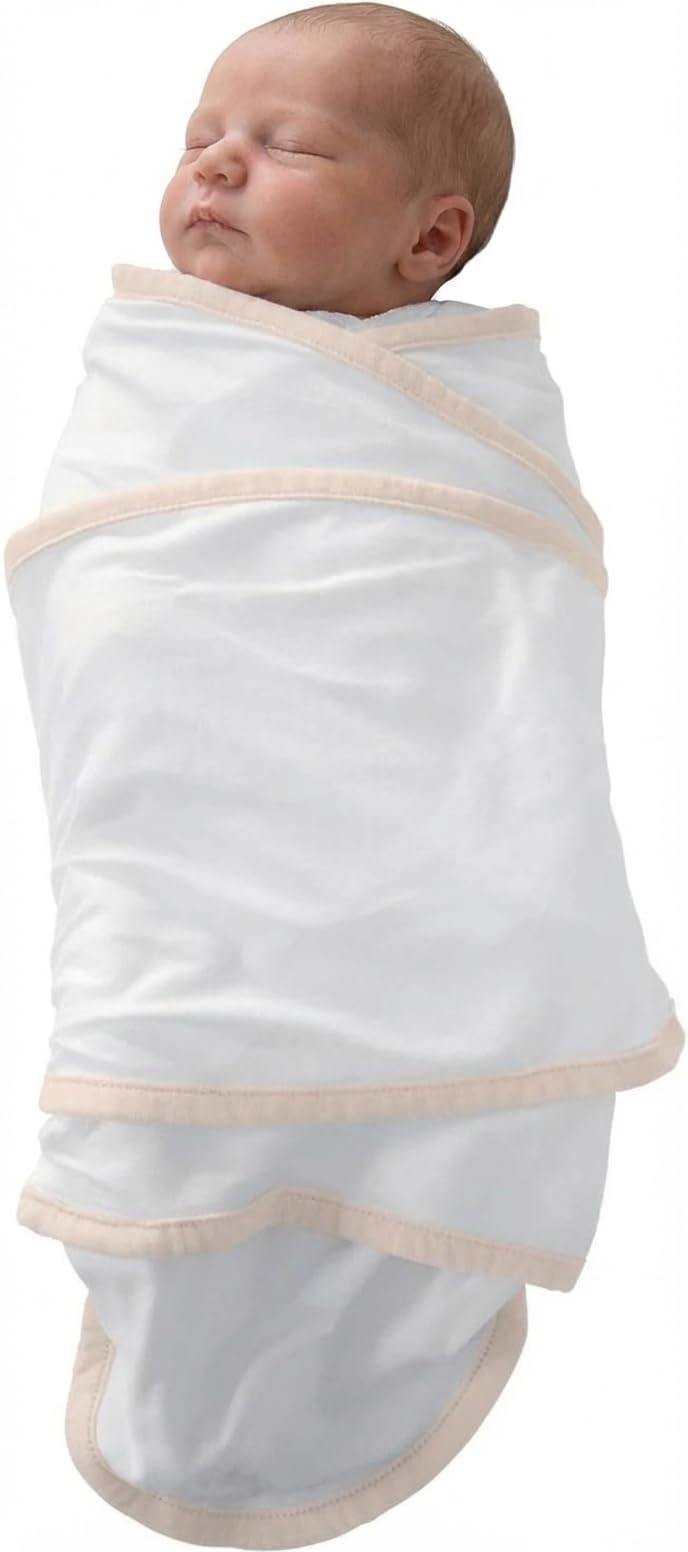Béaba/RED CASTLE, Couverture bébé/naissance/d'Emmaillotage, 100% coton, Apaise bébé, Possibilité Gigoteuse d'emmaillotage, Miracle, 0-3 mois, Blanc et Beige