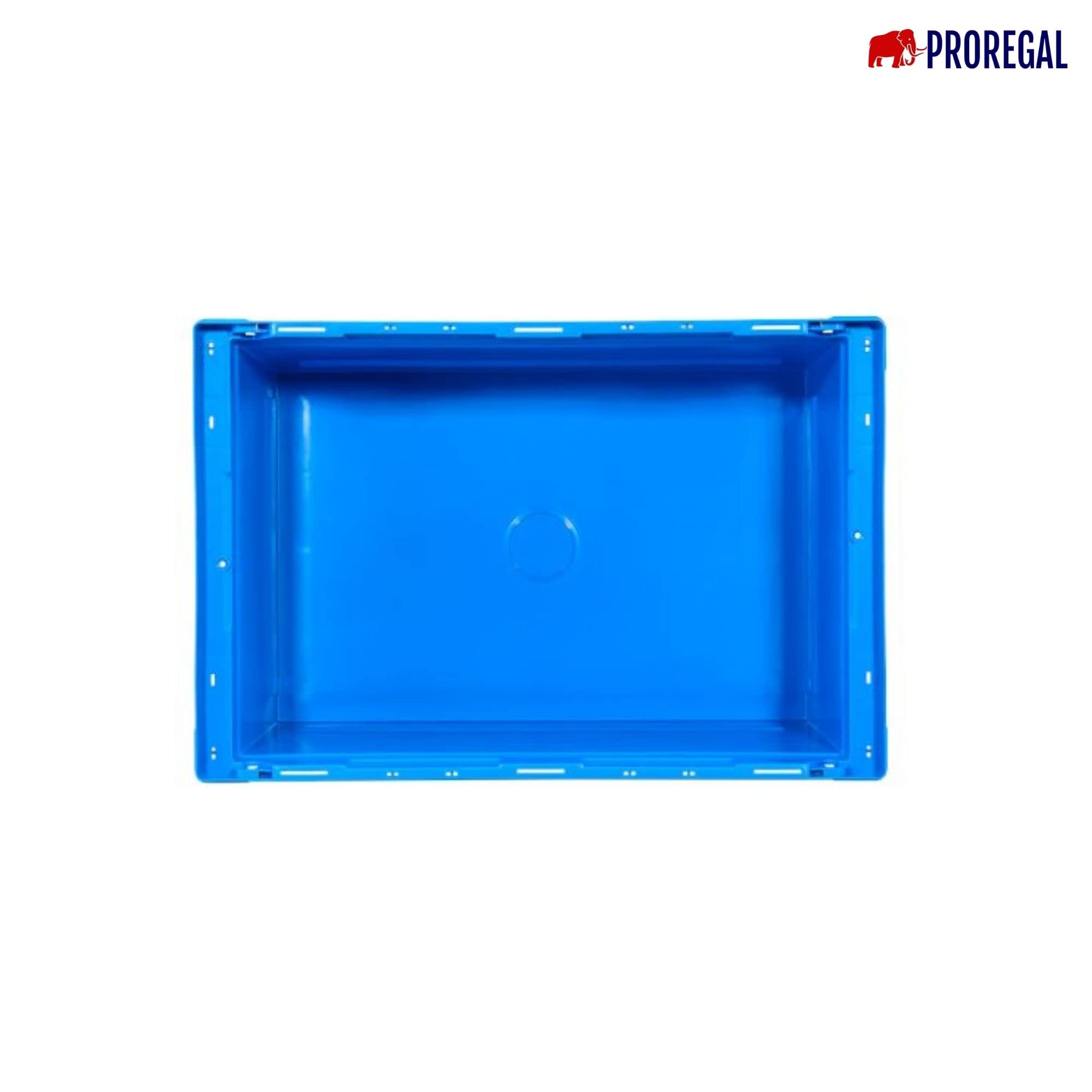 PROREGAL Conical Mehrweg-Stapelbehälter mit Krokodildeckel Blau | HxBxT 34,9x41x61cm | 58 Liter | Lagerbox Eurobox Transportbox Transportbehälter Stapelbehälter