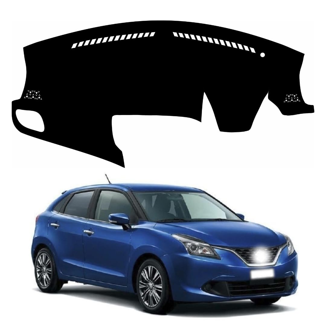 Car Dashboard Cover Compatible with Maruti Suzuki Baleno 2015-2022 Dustproof, UV Resistant | All-Weather Protection | Custom Fit Car Accessories (Balck)-image-36