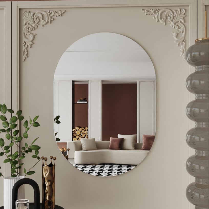Frameless Mirror,Wall Mirror for Bathroom,20x28 Small Oval Mirrors,espejos para baño,Bathroom Mirrors for Over Sink 20"L x 28"W Frameless