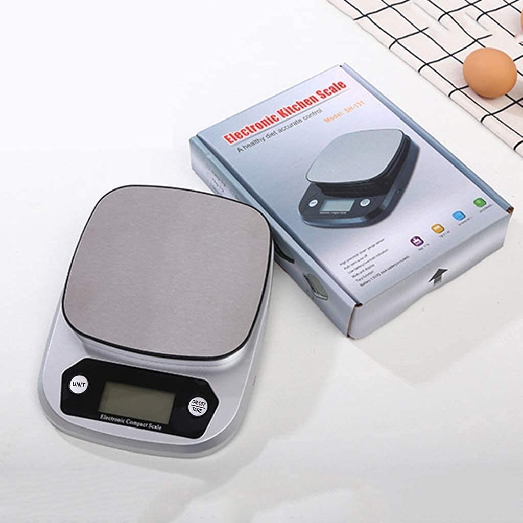 Bilancia elettronica Bilancia da cucina digitale Elegante Bilancia elettronica argento per la cucina domestica Bilance per alimenti, Argento-10 kg/1 g
