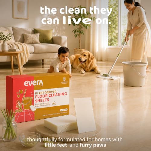 Image of 120 Floor Cleaning Sheets,Equivalent to 4L Liquid,Lemongrass,Tough on Grease,Baby & Pet Safe Floor Cleaner Liquid Alternative,Plant Derived Natural Cleaner,Phenyl Free Floor Cleaning