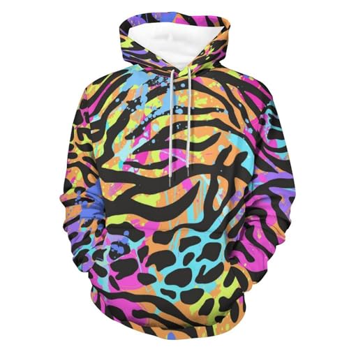 Sweat à capuche léopard UMENG pull chaud manches longues confort S