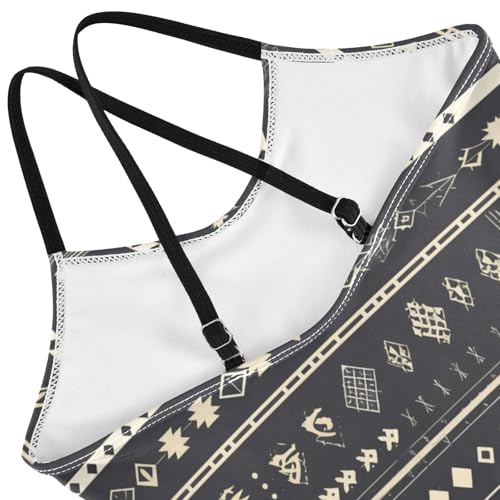 KLL Seamless Ethnic and Tribal Pattern Girls' 1 Piece Bathing Suit Summer Swimming Suits with Adjustable Straps Quick-Dry4
