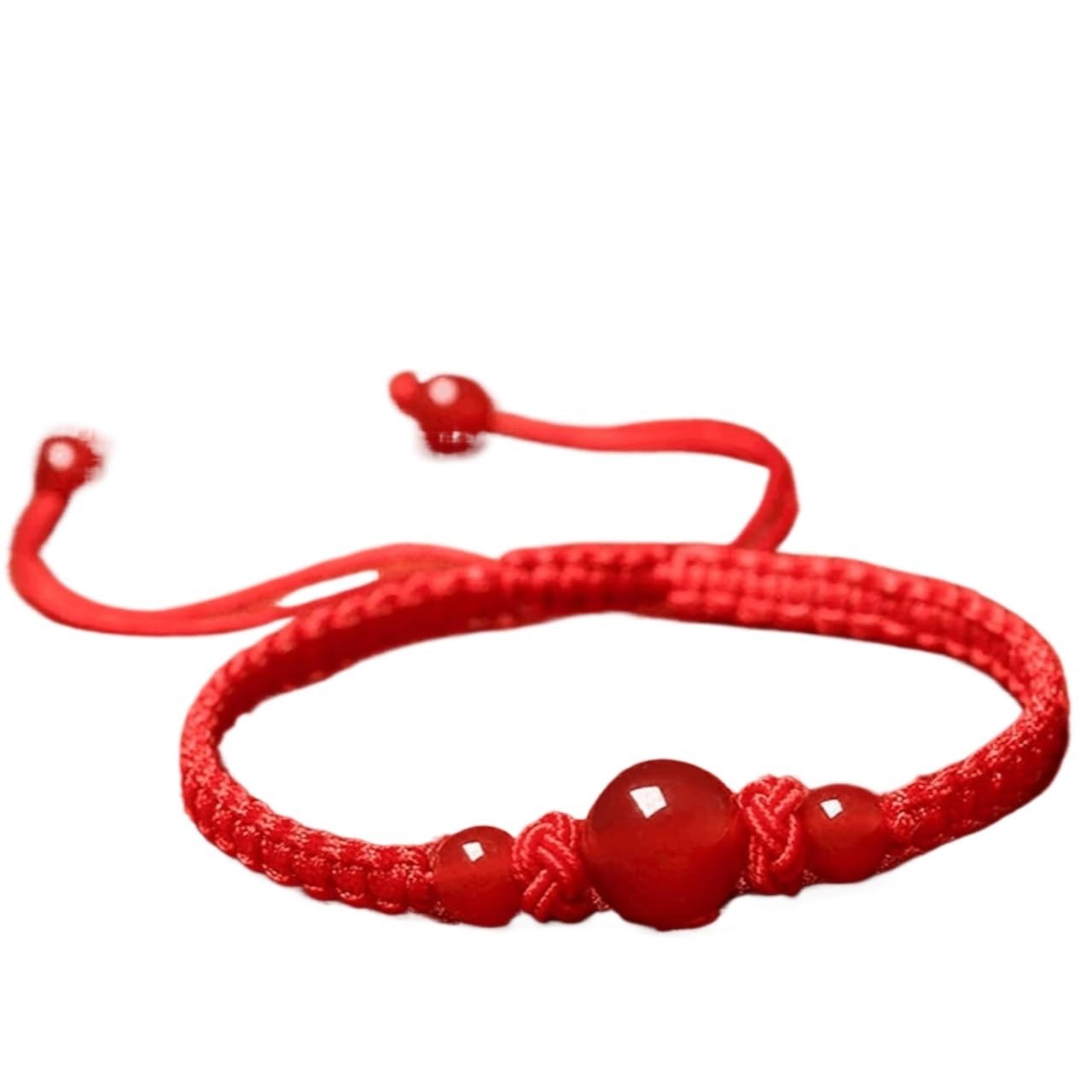 Nzpost Men's Red Crystal Bracelet,Agate Bracelet, Lucky Charm Agate Black Agate Balance Bracelet Adjustable Bra