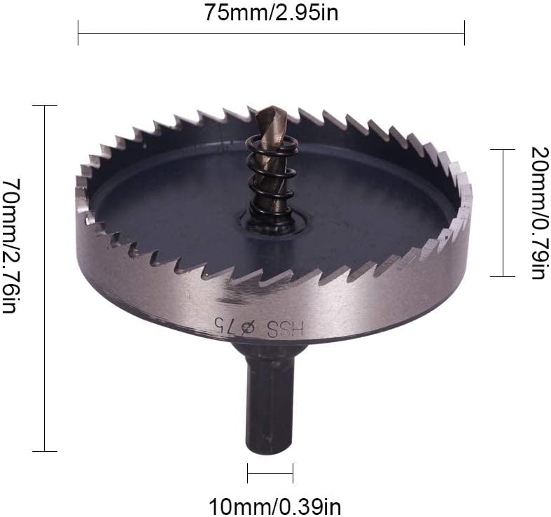 Auniwaig 75mm HSS Hole Saw Kits for Metal, High-Speed Steel Hole Saw Cutting Kit Drill Bits Opener Cutter Tool, for Cutting Holes on Wood, Stainless Steel, Iron, Aluminum Plate, Black