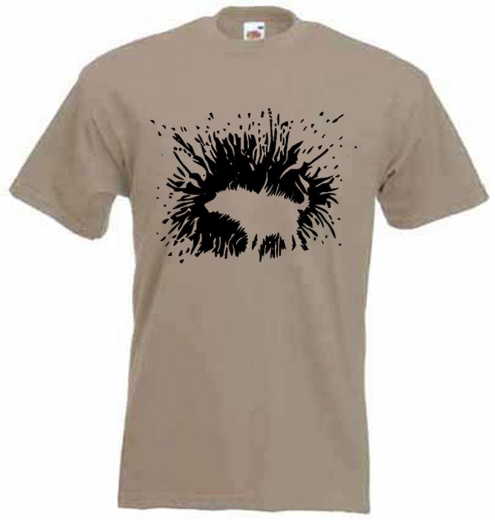 Tribal T-Shirts Banksy Shaking Dog Mens T-Shirt (Large, Khaki)