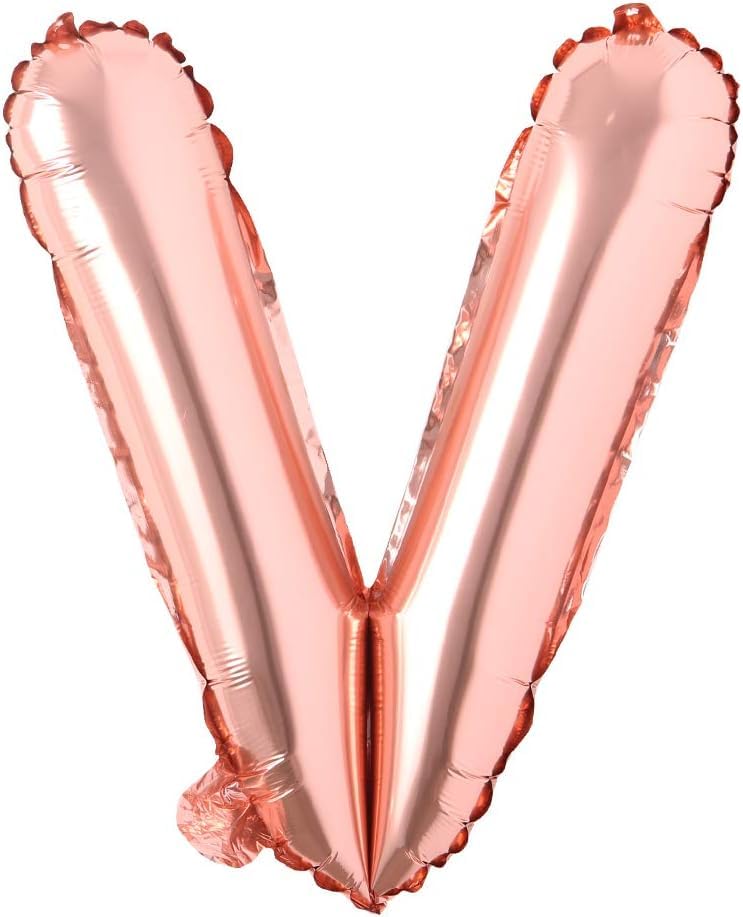 Rose Gold V Letter Foil Balloon Alphabets Balloons - Size 16 Inch - Perfect for Birthday Decoration Items, Anniversary, Bachelorette, Wedding, Farewell Create Your Own Custom Phrase and Name