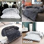 Calming-Dog-Bed-Fluffy-Plush-Dog-Mat-for-Furniture-Protector-with-Removable-Washable-Cover-for-Large-Medium-Small-Dogs-and-Cats-Large45x37x6-Light-Grey