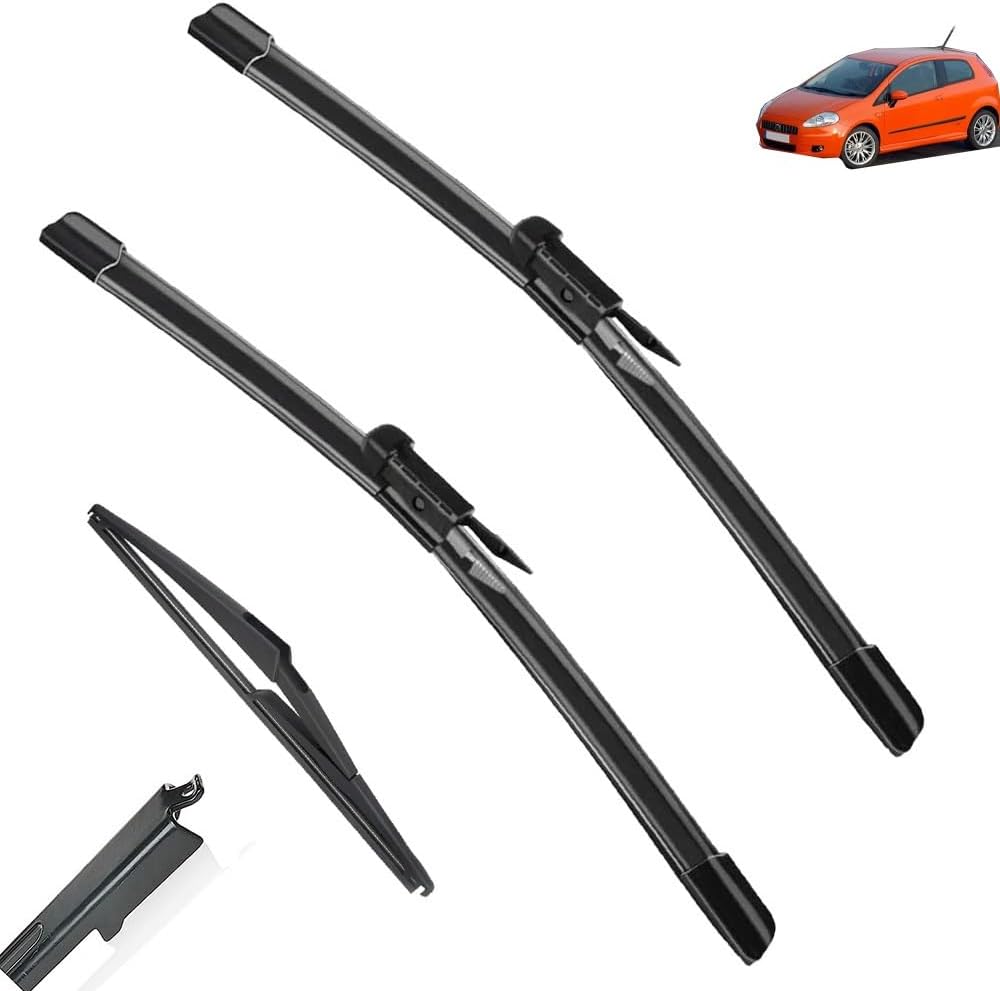 3pcs Front Wiper Blades For Fiat Punto MK3 199 AbarthGrande Punto 2005-2018 | Rainy day wiper,Long-lasting car wiper blade refill