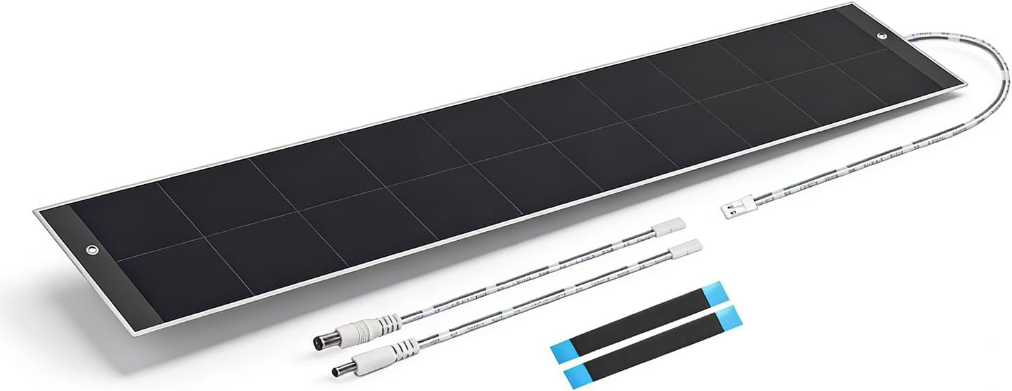 12.6V/16.4V 5.9W Solar Panel Charger for Motorized Blinds, Solar Charger with 2-Pin Connector for Roller Shades Smart Window Treatments, Include 2 Extension Cables & Adhesive Mounting Kit