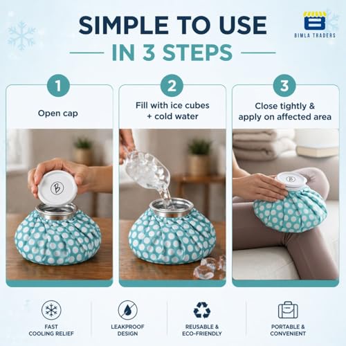Image of Btag Hot & Cold Ice Bag for Pain Relief (9 Inch) | Reusable Cold Therapy for First Aid Sports Injury, Shoulder, Swelling |Leakproof & Durable Leakproof Fabric Headache, Muscle Pain (Blue Dotted)