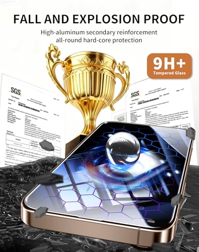 Image of 2 Pack 360 Degree for iPhone 14 Pro Max Privacy Screen Protector, 4-Way Private Anti-Spy Tempered Glass Film with Auto Alignment Dust Free Bubble Free, Anti-Scratch, 9H Hardness, Easy Install