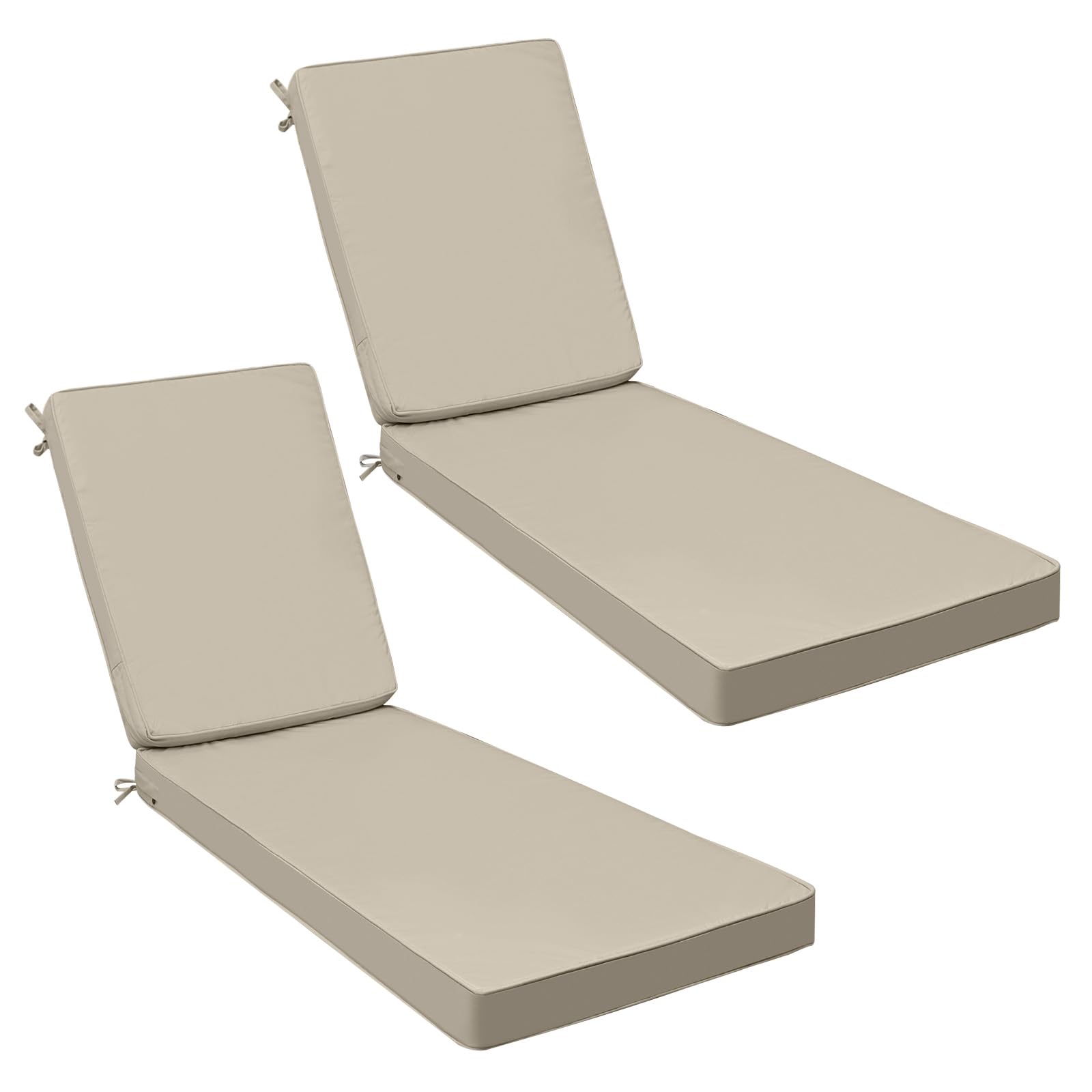Photo 1 of **FOR SOFA NOT CHAISE**




AAAAAcessories Outdoor Chaise Lounge Cushions, Fade-Resistant, Waterproof Patio Furniture Replacement Cushions, 78" x 25" x 3", Set of 2, Khaki Beige