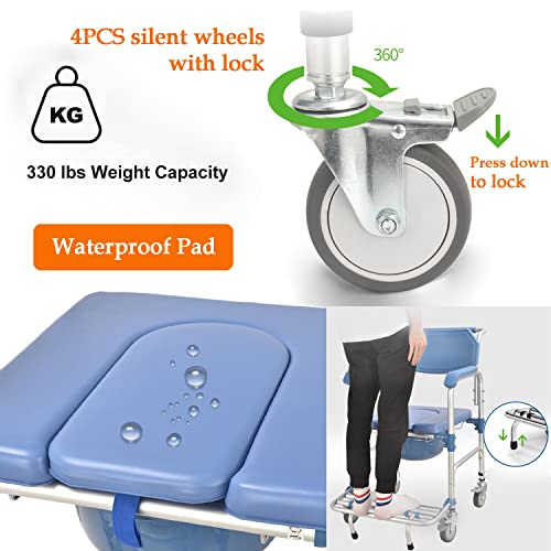 uyoyous 4-in-1 Multi-Functional Rolling Shower Commode Chair #TOP22