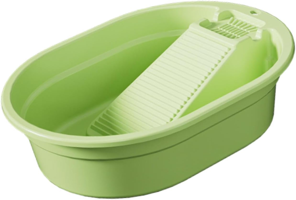 Laundry Board, Washboard Basin Laundry Convenient Multifunction Portable Wash Tub Scrub Board(Green)