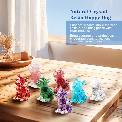 Figura decorativa Perro Bulldog Francés de resina cristal miniatura 6