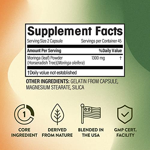 image for NGL Moringa Capsules 1300mg by Nutrition Greenlife | Pure Raw Moringa 