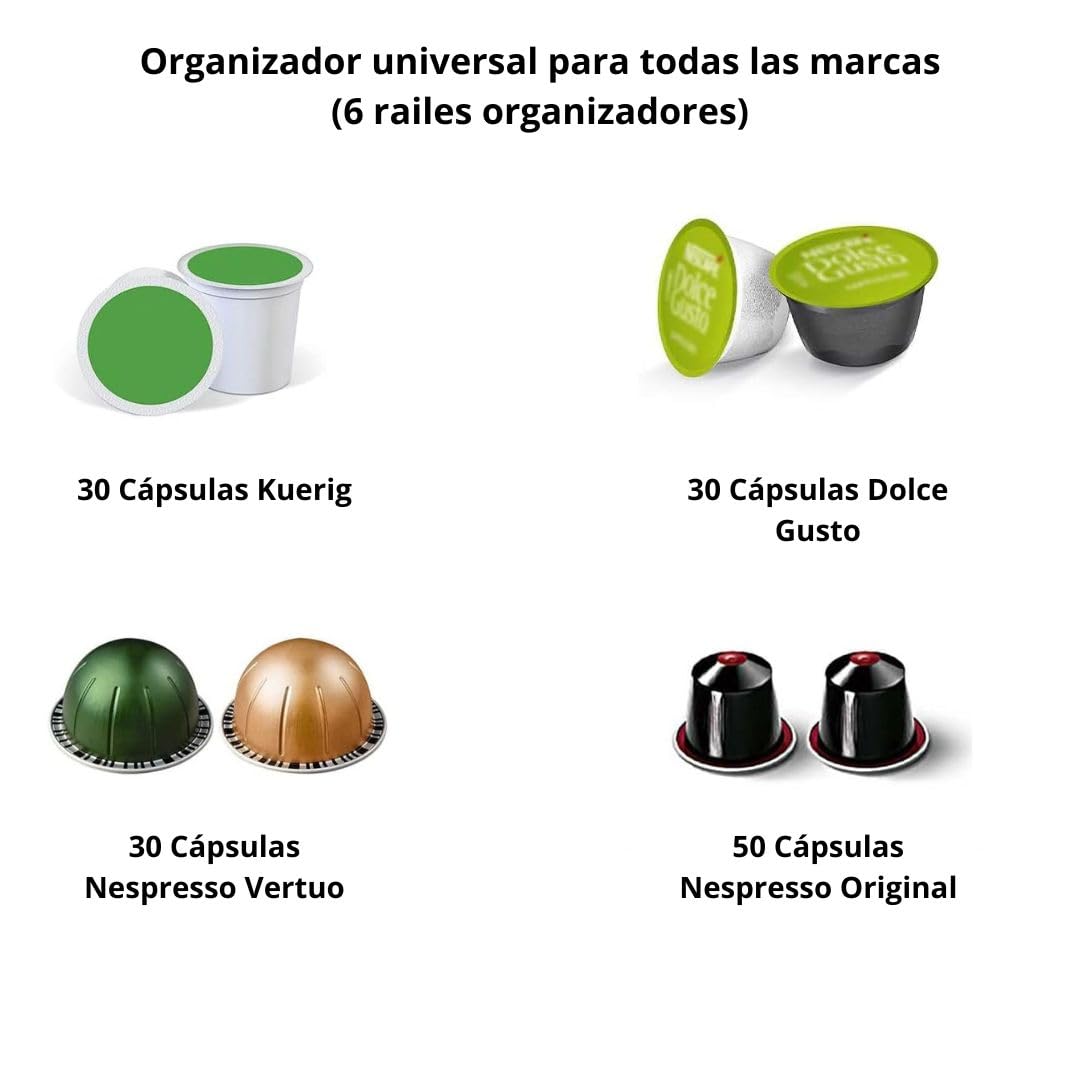 Uchwyt na kapsułki do Dolce Gusto Krups i dowolnej marki - Dozownik kapsułek dolce gusto i organizer na stojak na kawę, uchwyt na kapsułki kompatybilny z Tassimo (6 pasków)