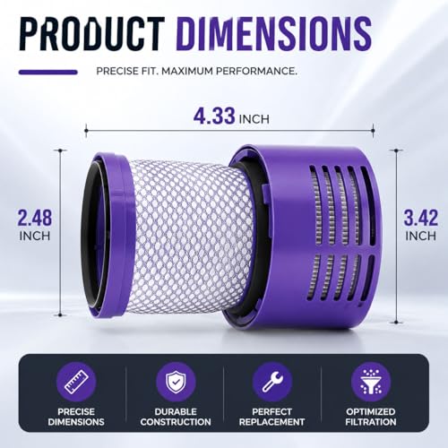 Image of V10 Vacuum Filter Kit, 2 Pack with Brush, Compatible with Dyson, 969082-01