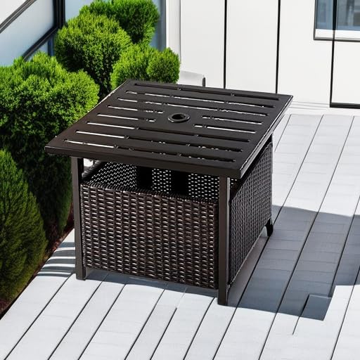 Giantex Outdoor Side Table with Umbrella Hole, 22