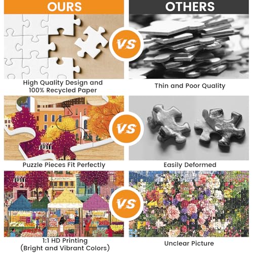 Image of 500 Pieces Puzzle for Adults-Beautiful Autumn Market Puzzle for Adults Children Elderly-Recycled Paper Jigsaw Puzzle 500 Piece-Glossy, Sturdy Pieces Challenging Family Game Great Gift Idea (20.5x15in)