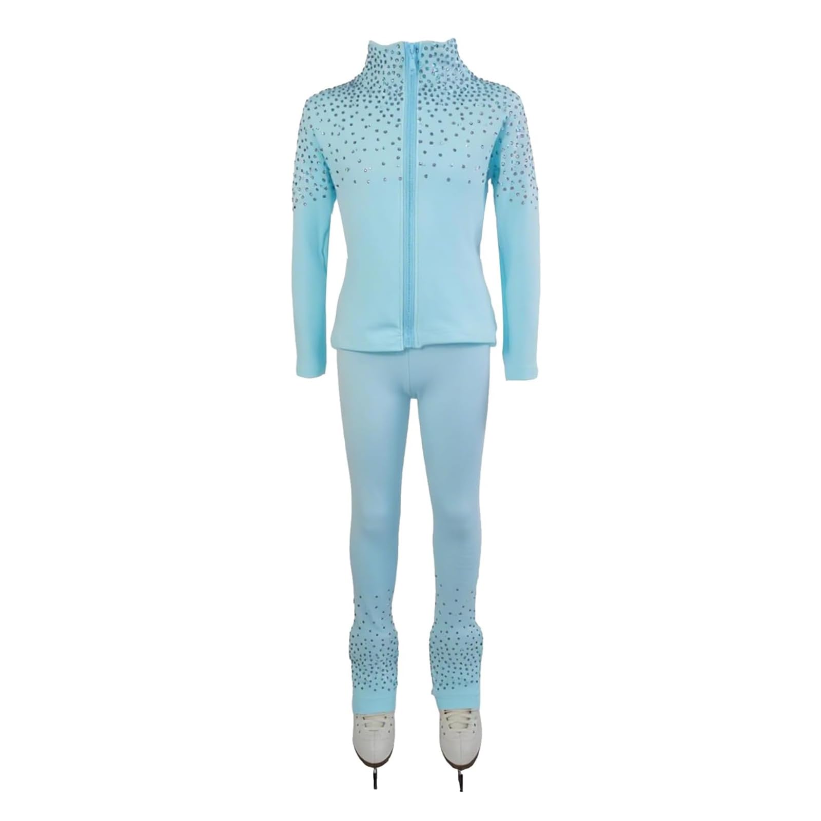 LIUHUO Pantalon de Patinage Artistique pour Filles et Femmes Rose Polaire Polyester Pierres de qualité Leggings de Patinage sur Glace