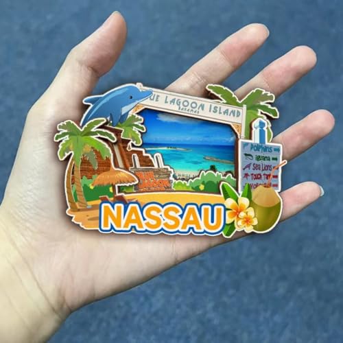 Imán Decorativo de Madera Nassau Bahamas 3D miniatura 2