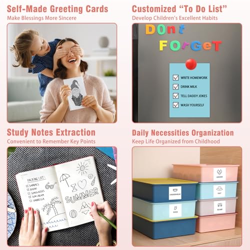 ZAKVOP Mini drucker 300DPI, Mini drucker Aufkleber, Mini drucker für Smartphone, Bluetooth tragbarer Mini thermodrucker für iOS und Android, Mini fotodrucker für Notizen, Liste, Memo - Rosa