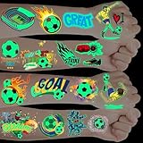 20 Blätter Leucht Fussball Tattoos Kinder, Wichtelgeschenke Weihnachten Kleinigkeiten für Kinder, Leucht Kinder Tattoo Fussball Geschenk Jungen Geburtstagsdeko Mitgebsel Fußball Spielzeug