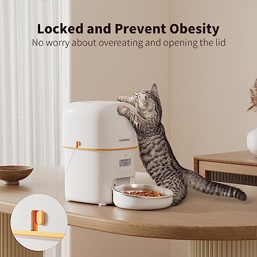 Yuposl Automatic Cat Feeders - 8Cup/68Oz For Pets, Timed Automatic Pet Feeder With Over 180-Day Battery Life, Automatic Dog Feeder 1-6 Meals Control, Cat Food Dispenser Freshness Dry Food #TOP3