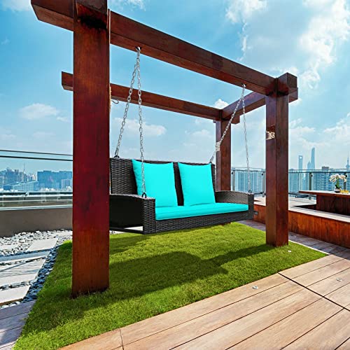 Tfiiexfl 2-Person Patio Rattan Hanging Porch Swing Bench Chair Cushion (Color : E) #TOP1