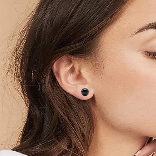 Titanium Black Ball Women Stud Earrings Hypoallergenic Earrings For Men Girls Earring 6Mm Black Round Ball Earrings For Sensitive Ears Valentine’s Day Birthday Gift #TOP3