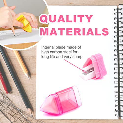 Sonuimy 4 Pcs Pencil Sharpeners Manual, Color Pencil Sharpener With Eraser, Small Handheld Pencil Sharpener For Kids Adults Students School Class Home Office (Single Hole Built-In Eraser) #TOP3