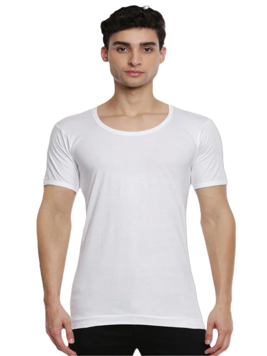 Viking® Men's Cotton White Sleeve Vests - Pack of 3# Golden Velvirased Vest # with Sleeve (RNS) # Fine Quality #-picture-19